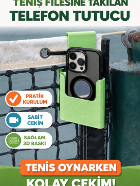 Tenis Filesine Takılan Telefon Tutucu | Sabit Çekim Aparatı