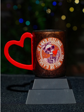 IF I HAD FEELINGS Bakır Efektli Kırmızı Kulplu Bardak