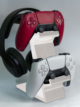 Ps5 Kulaklık Ve 2 li Joystick Standı - Pc Kulaklık Ve Kol Tutucu Stand Beyaz