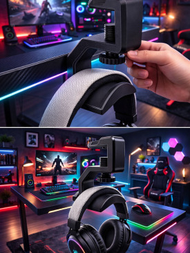 Masa Altı Kulaklık Askı Aparatı – Siyah 