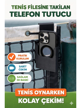 Tenis Filesine Takılan Telefon Tutucu | Sabit Çekim Aparatı